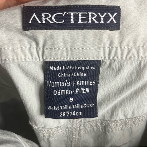 Arc’teryx Outdoor Shorts Women 8 Gray Nylon Bermuda Chino Hiking Stretch Logo - Picture 8 of 9